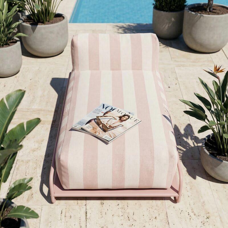 Méridienne modulable rayée pour salon de jardin avec structure (2/6)