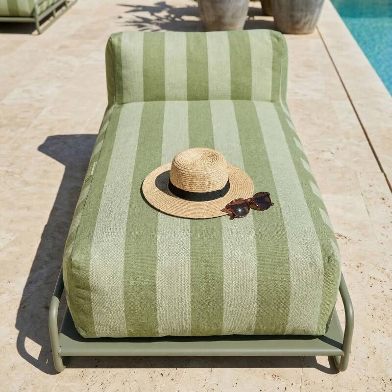 Méridienne modulable rayée pour salon de jardin avec structure (2/6)
