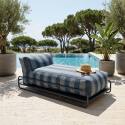 Méridienne modulable rayée pour salon de jardin avec structure