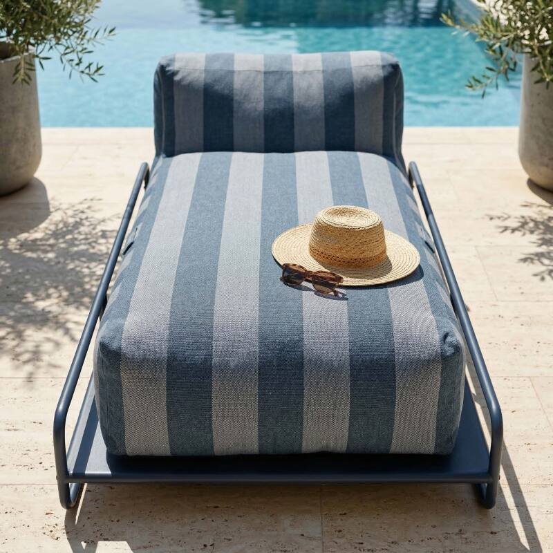 Méridienne modulable rayée pour salon de jardin avec structure (3/6)