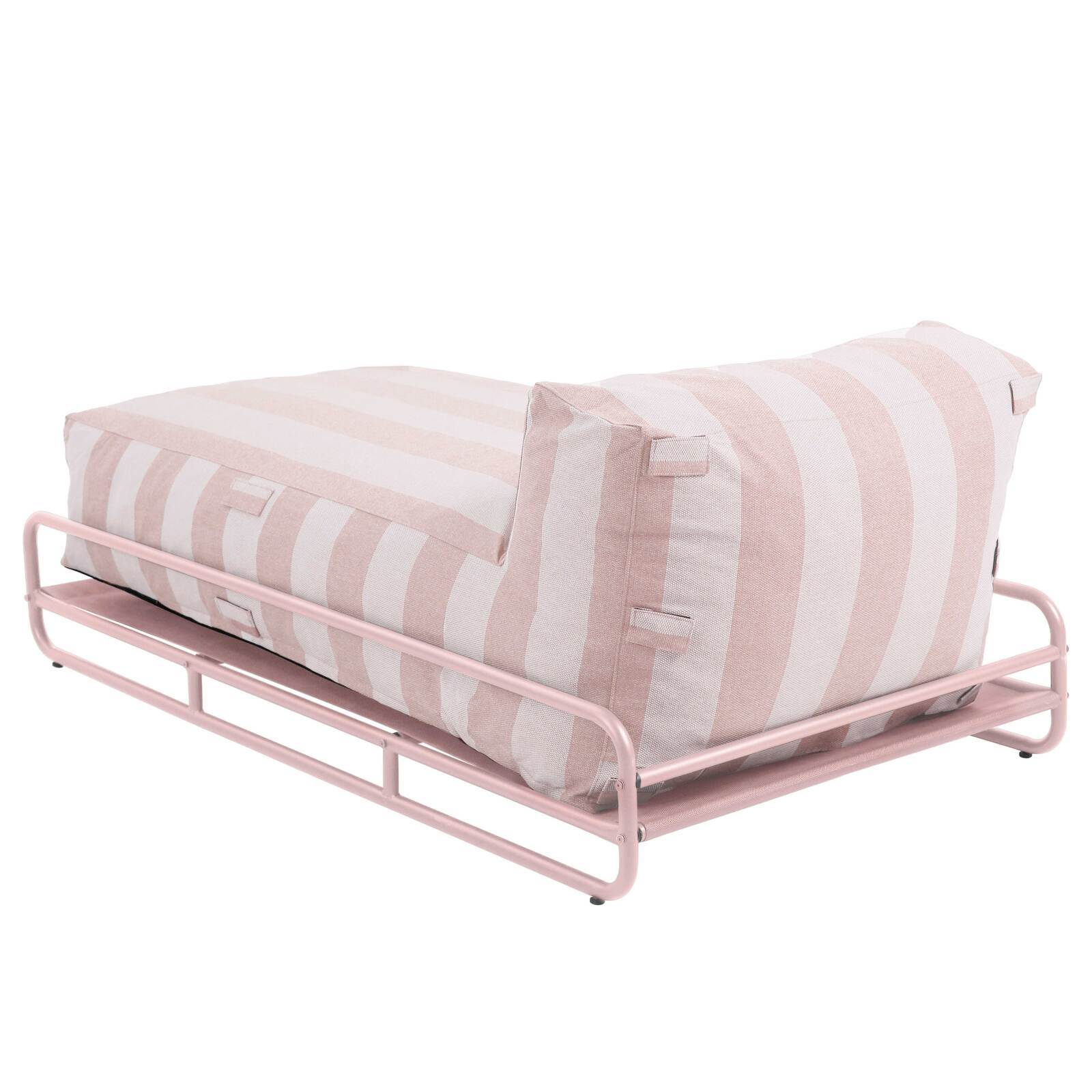 Méridienne modulable rayée pour salon de jardin avec structure