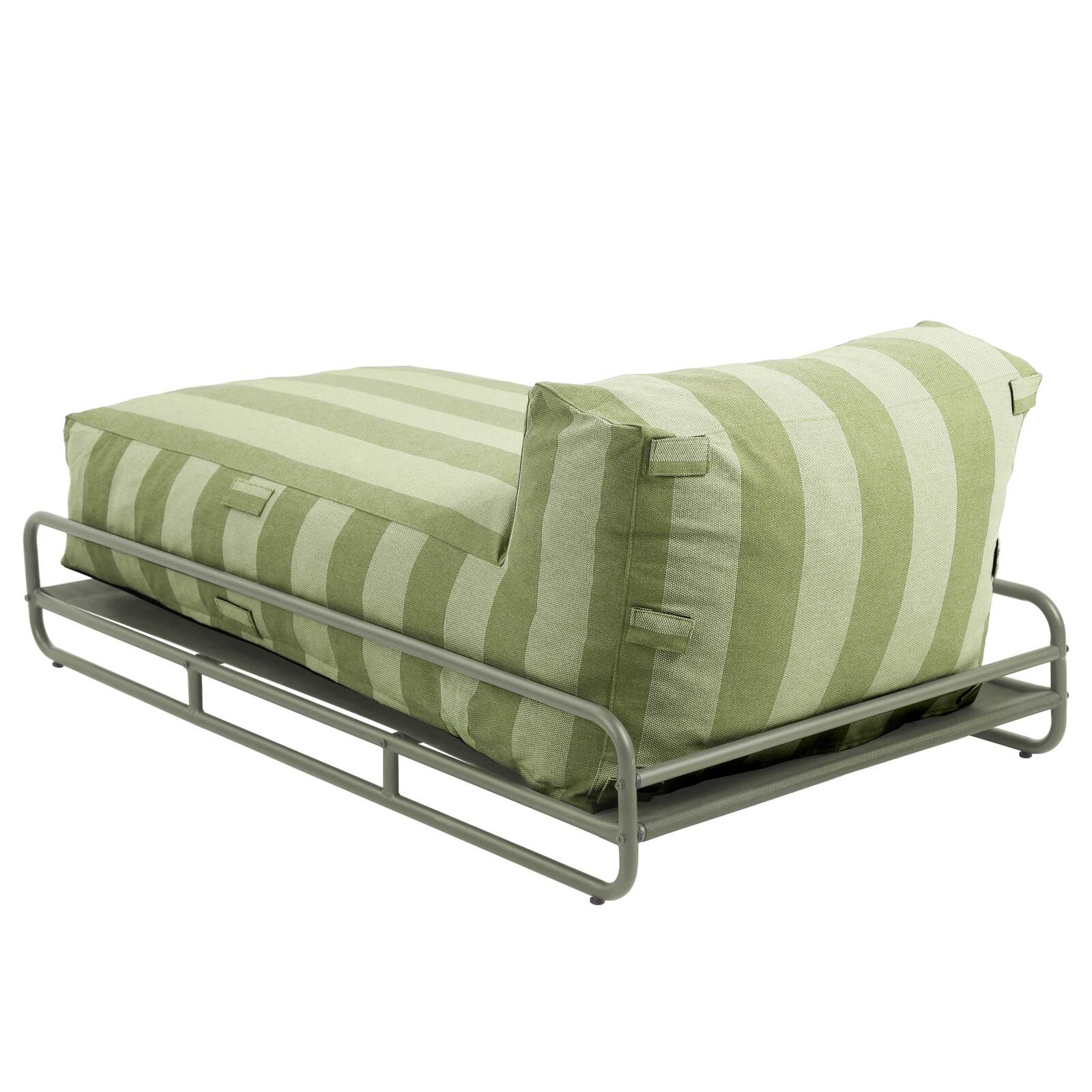 Méridienne modulable rayée pour salon de jardin avec structure
