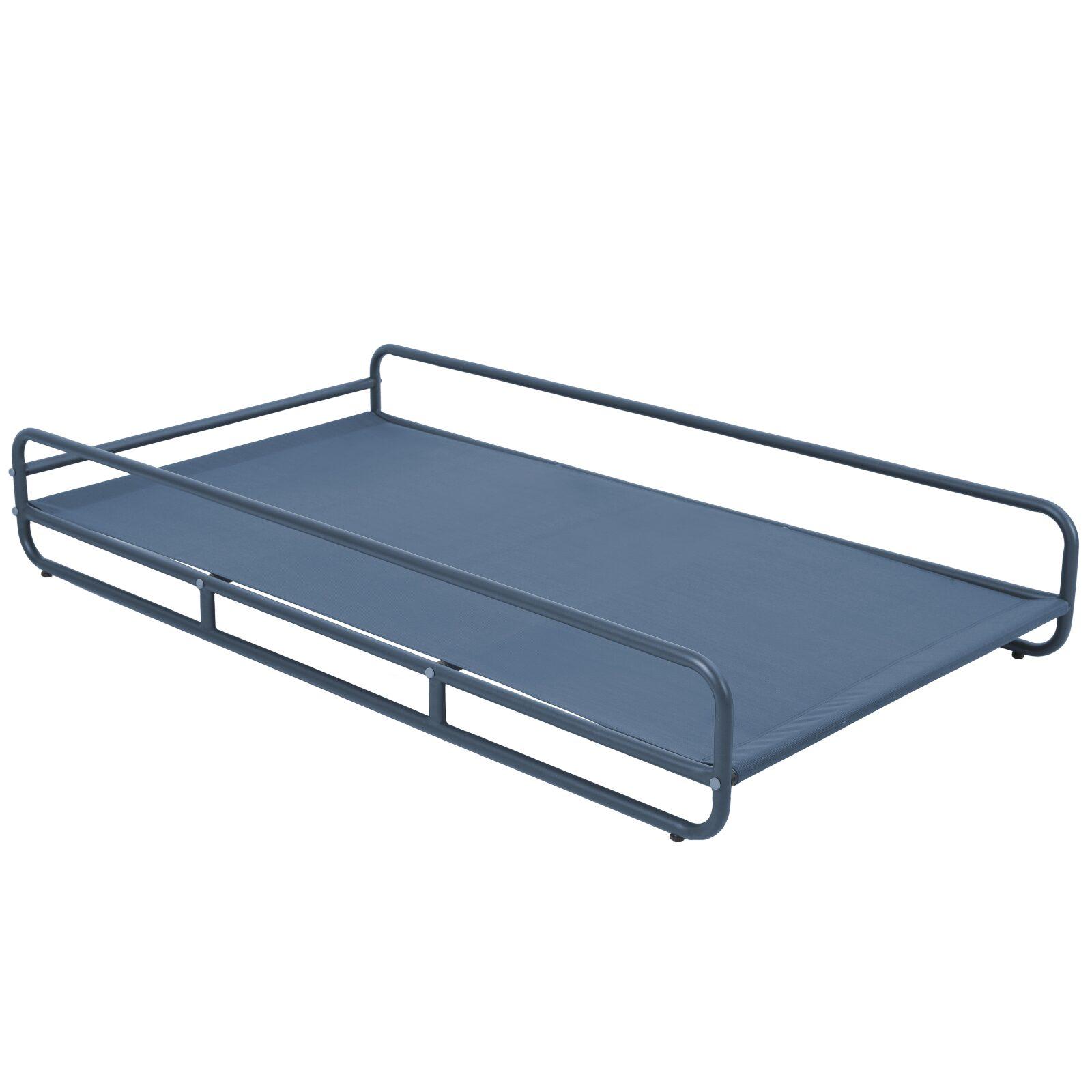 Méridienne modulable rayée pour salon de jardin avec structure