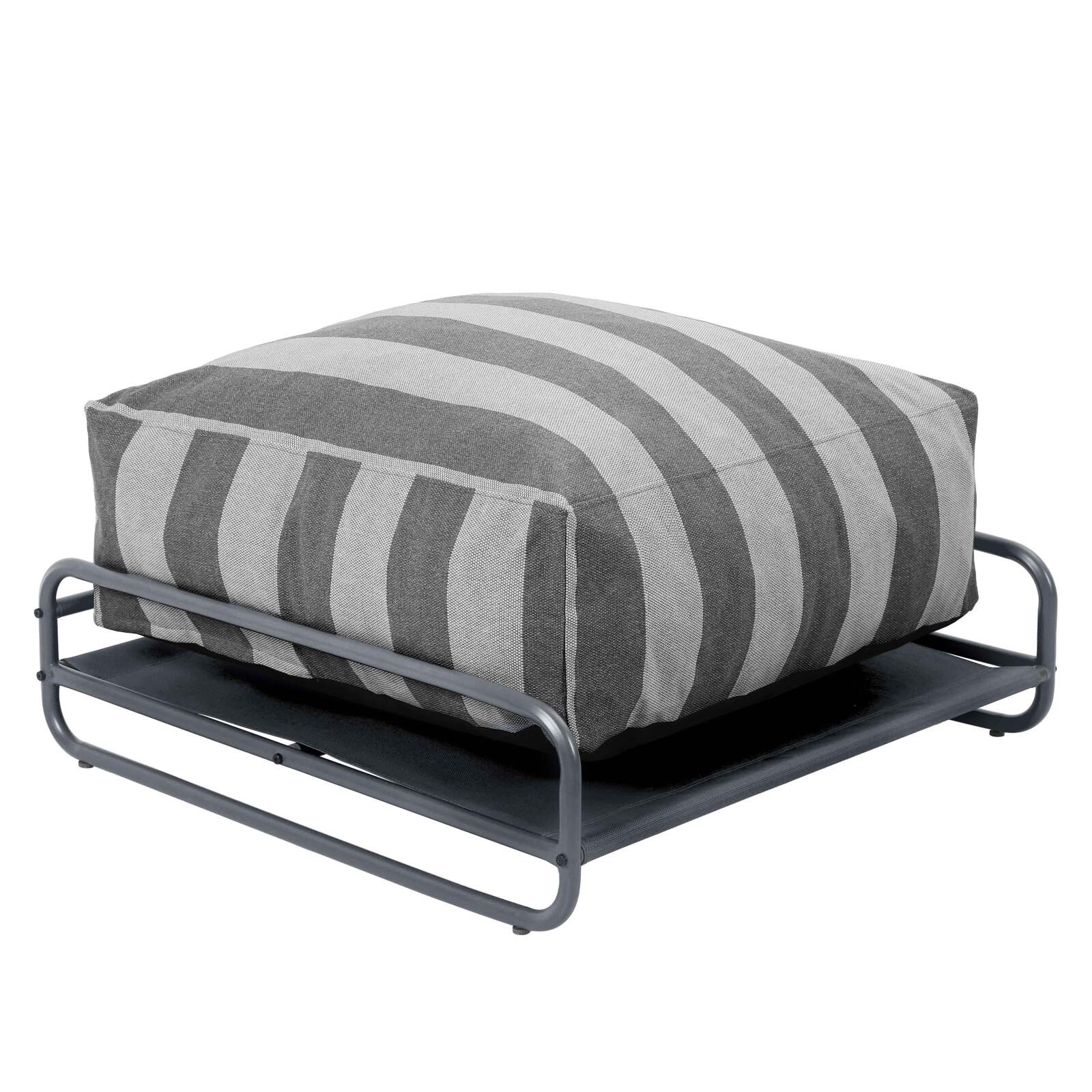 Pouf rayé pour salon de jardin modulable avec structure