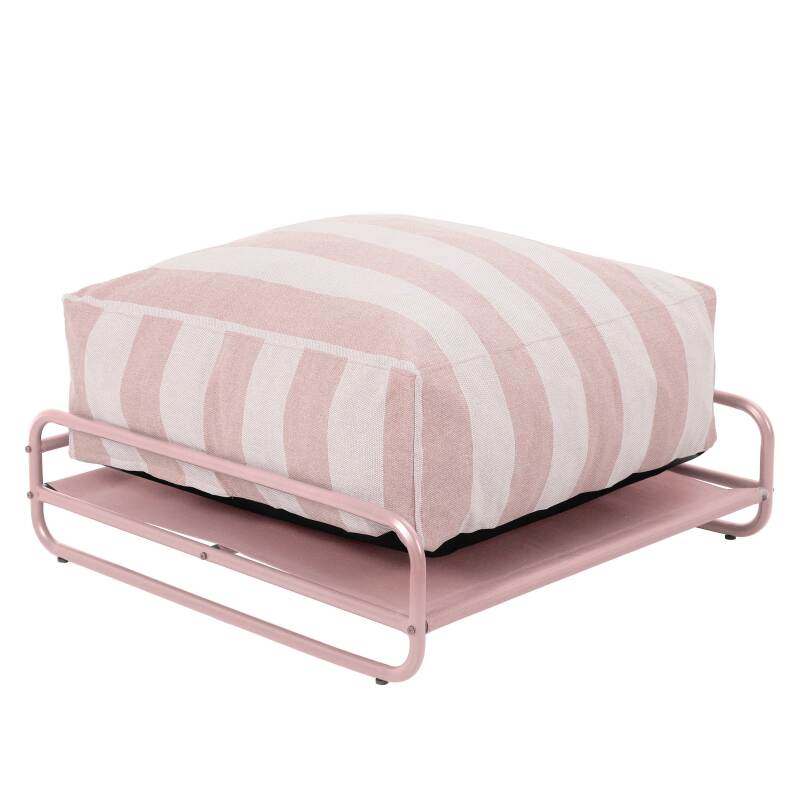 Pouf rayé pour salon de jardin modulable avec structure