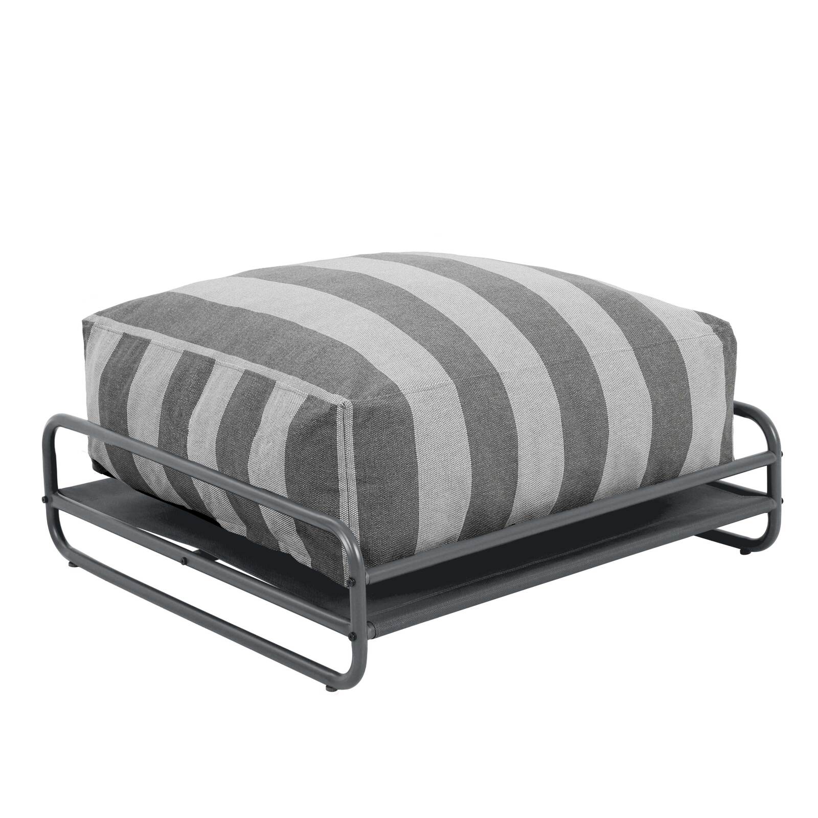 Pouf rayé pour salon de jardin modulable avec structure