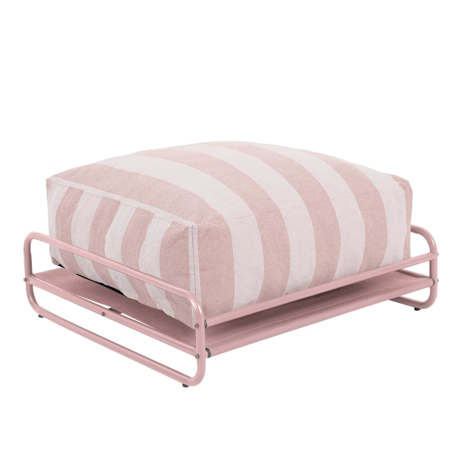 Pouf rayé pour salon de jardin modulable avec structure