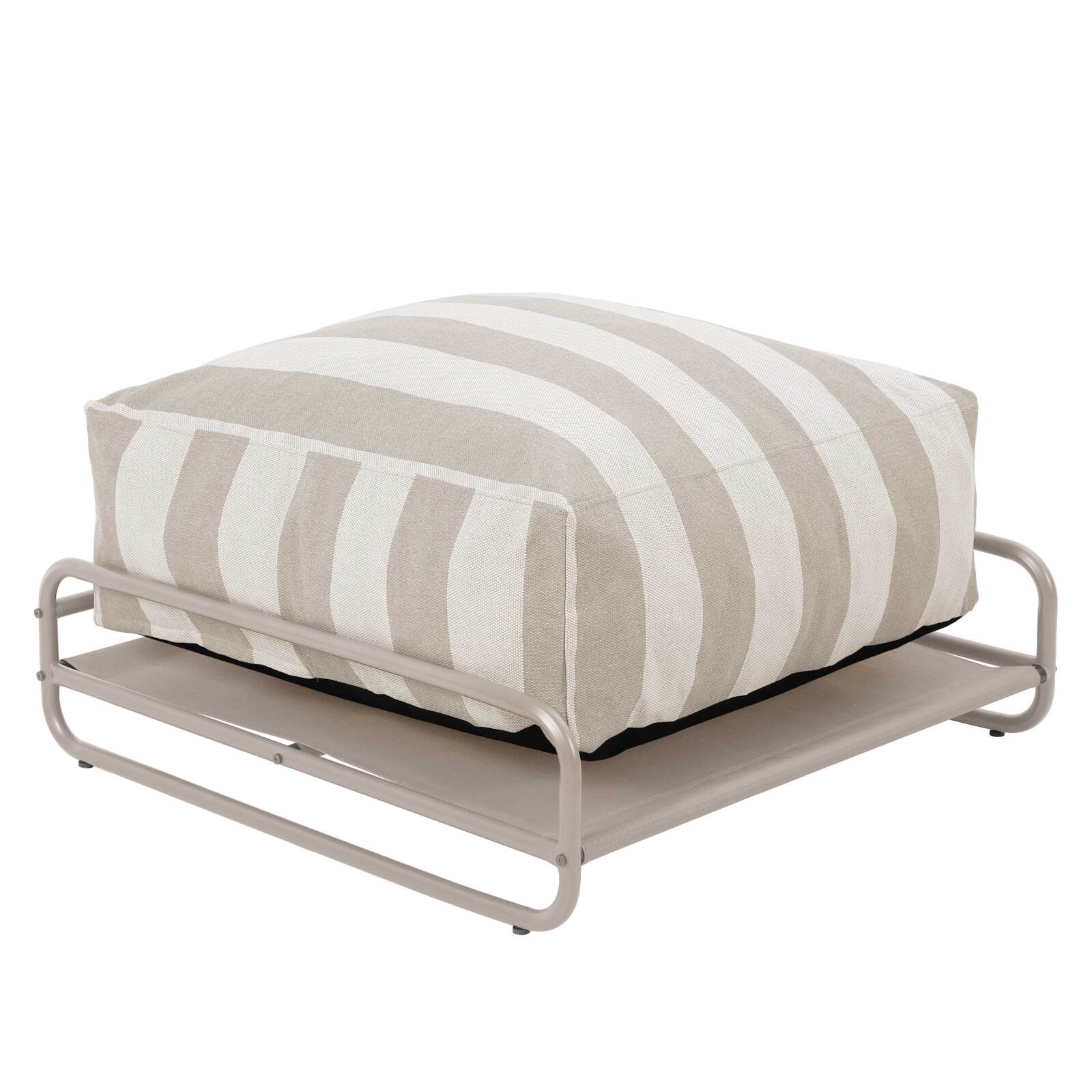 Pouf rayé pour salon de jardin modulable avec structure