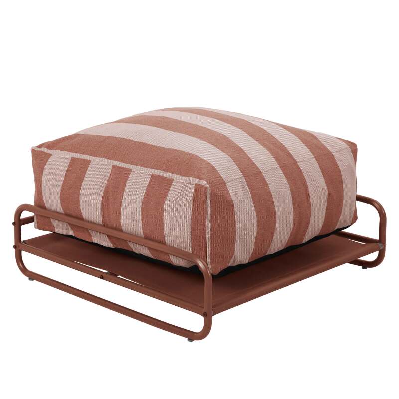 Pouf rayé pour salon de jardin modulable avec structure