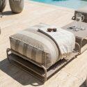 Pouf rayé pour salon de jardin modulable avec structure