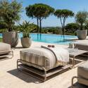 Pouf rayé pour salon de jardin modulable avec structure