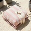 Pouf rayé pour salon de jardin modulable avec structure