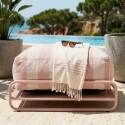 Pouf rayé pour salon de jardin modulable avec structure