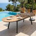 Table de jardin extensible effet bois en aluminium et polywood 8 à 12 personnes 220/280x100 cm
