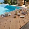Table de jardin extensible effet bois en aluminium et polywood 8 à 12 personnes 220/280x100 cm