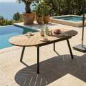 Table de jardin extensible effet bois en aluminium et polywood 8 à 10 personnes 180/220x100 cm
