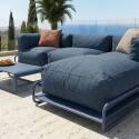 Salon de jardin modulable 4 places avec structure, 1 chauffeuse, 2 fauteuils d'angle, 1 pouf et 1 table basse