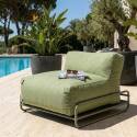 Salon de jardin modulable 4 places avec structure, 1 chauffeuse, 2 fauteuils d'angle, 1 pouf et 1 table basse