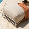 Salon de jardin modulable 4 places avec structure, 1 chauffeuse, 2 fauteuils d'angle, 1 pouf et 1 table basse