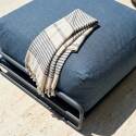 Salon de jardin modulable 4 places avec structure, 1 chauffeuse, 2 fauteuils d'angle, 1 pouf et 1 table basse