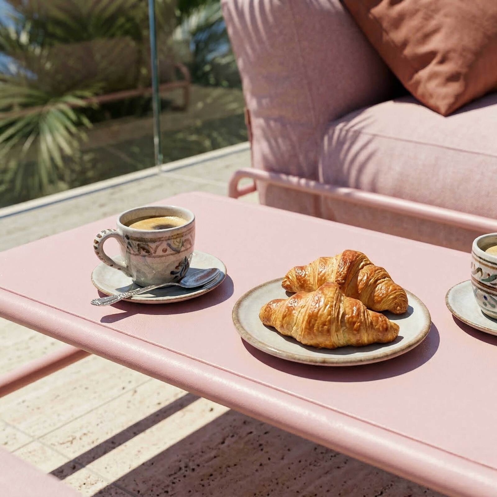 Salon de jardin modulable 2 places avec structure, 2 méridiennes et table basse