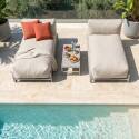 Salon de jardin modulable 2 places avec structure, 2 méridiennes et table basse