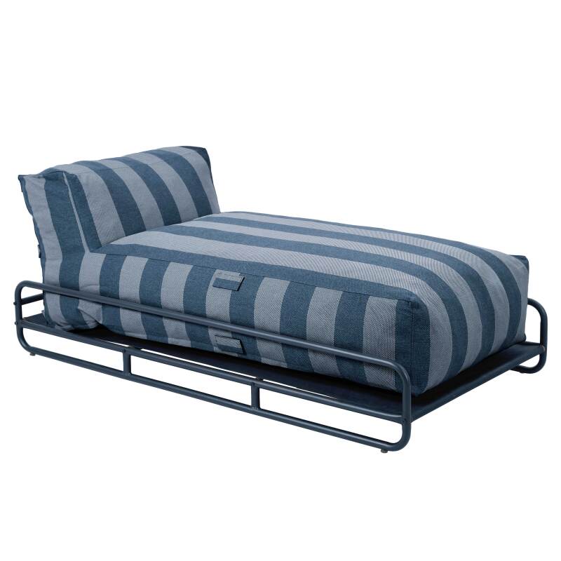 Salon de jardin modulable 2 places avec structure, 2 méridiennes rayées et table basse (5/7)