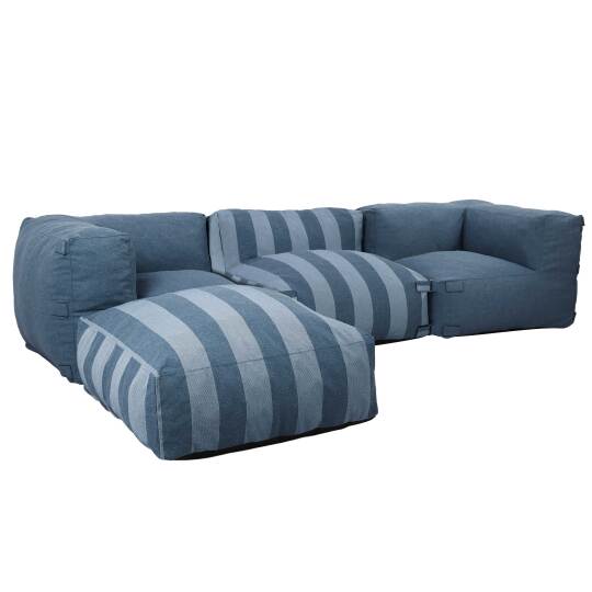 Salon de jardin modulable rayé 4 places avec 1 chauffeuse, 2 fauteuils d'angle et 1 pouf | Oviala