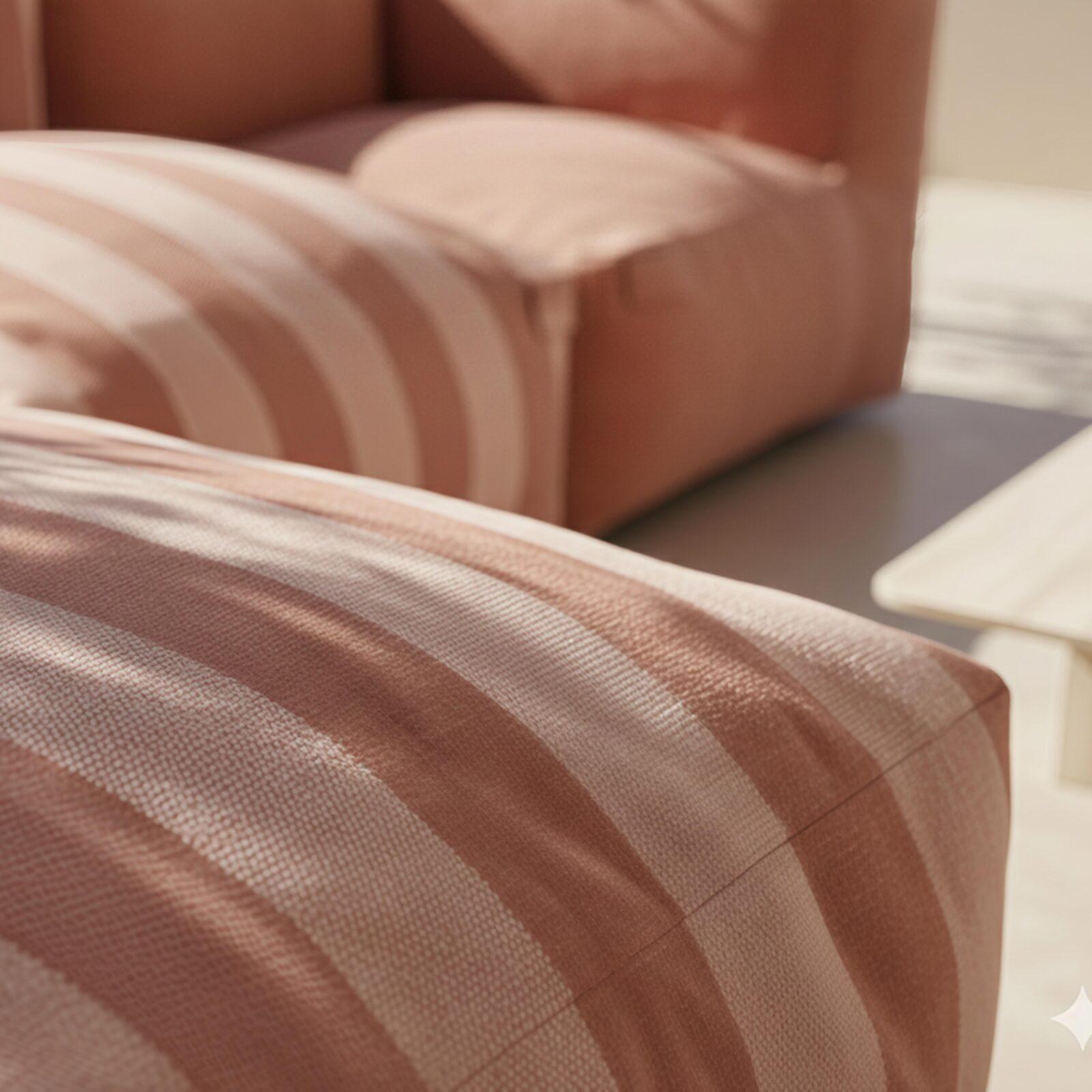 Salon de jardin modulable rayé 4 places avec 1 chauffeuse, 2 fauteuils d'angle et 1 pouf