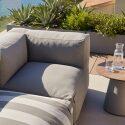 Salon de jardin modulable rayé 4 places avec 1 chauffeuse, 2 fauteuils d'angle et 1 pouf