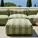 Salon de jardin modulable rayé 4 places avec 1 chauffeuse, 2 fauteuils d'angle et 1 pouf