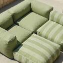 Salon de jardin modulable rayé 4 places avec 1 chauffeuse, 2 fauteuils d'angle et 1 pouf