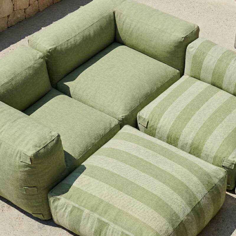 Salon de jardin modulable rayé 4 places avec 1 chauffeuse, 2 fauteuils d'angle et 1 pouf (3/7)
