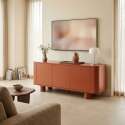 Meuble TV orange 120 cm style rétro