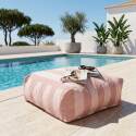 Pouf rayé pour salon de jardin modulable