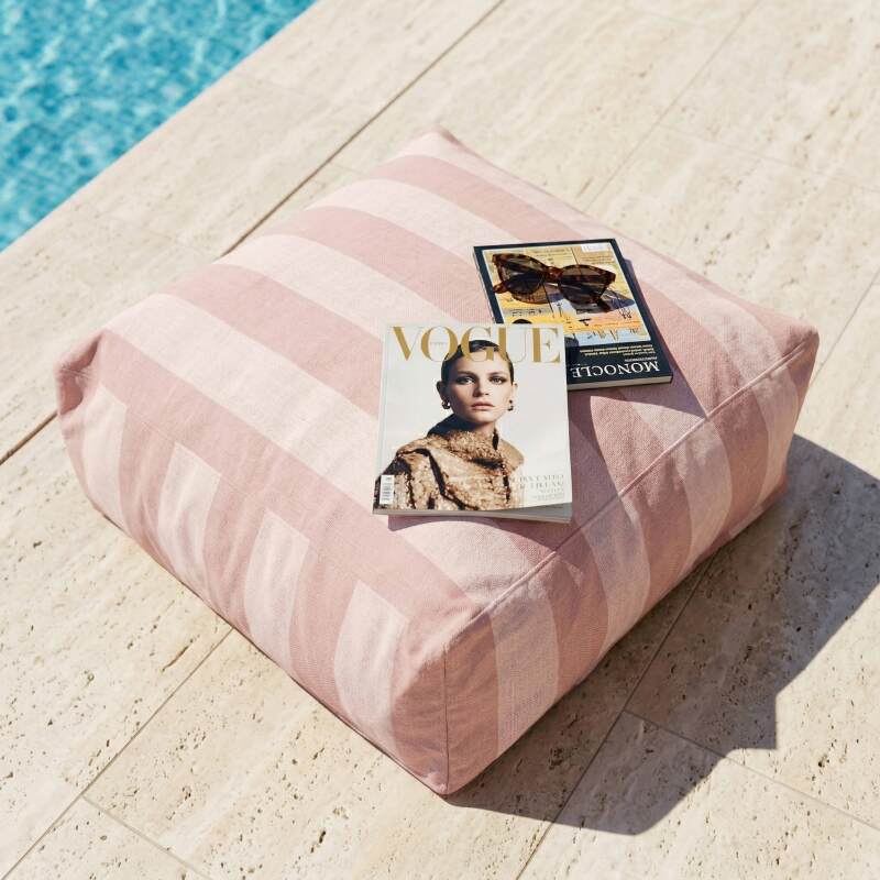 Pouf rayé pour salon de jardin modulable (2/6)