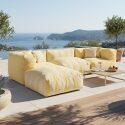 Pouf rayé pour salon de jardin modulable