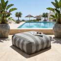 Salon de jardin modulable rayé 4 places avec 1 chauffeuse, 2 fauteuils d'angle et 1 pouf