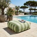 Salon de jardin modulable rayé 4 places avec 1 chauffeuse, 2 fauteuils d'angle et 1 pouf