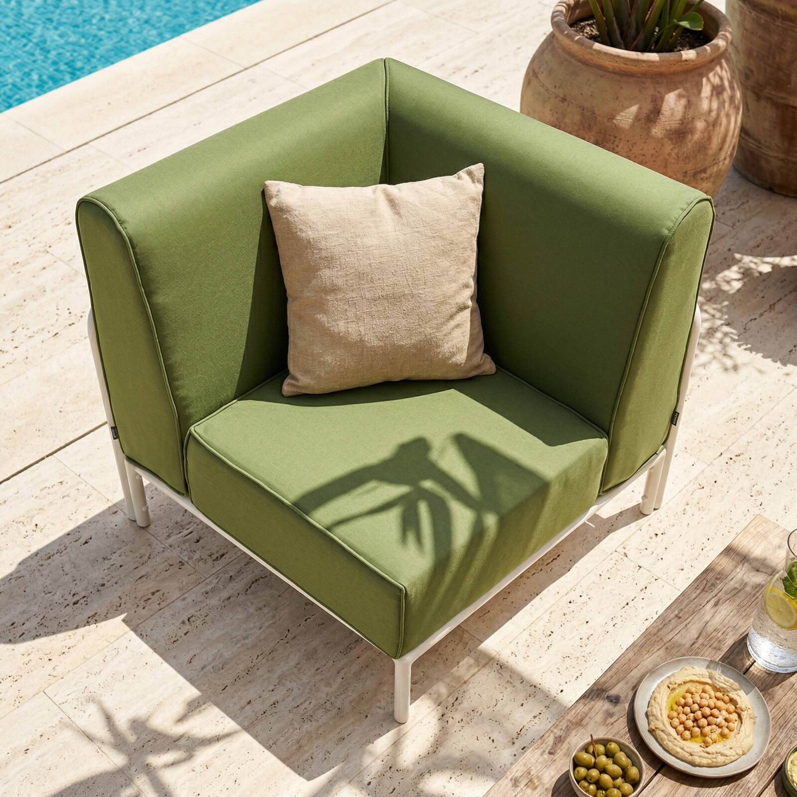 Fauteuil d'angle pour salon de jardin modulable