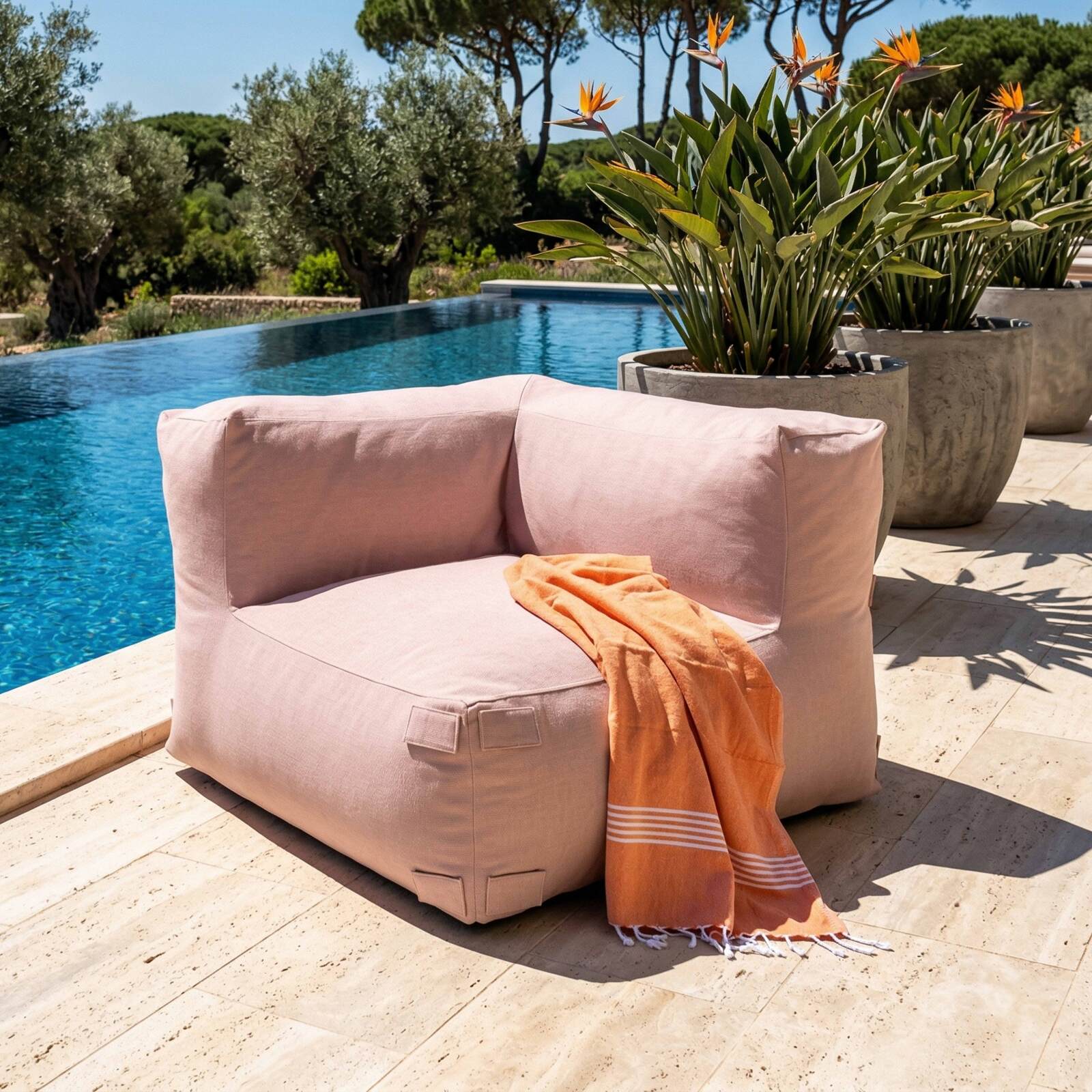 Fauteuil d'angle pour salon de jardin modulable