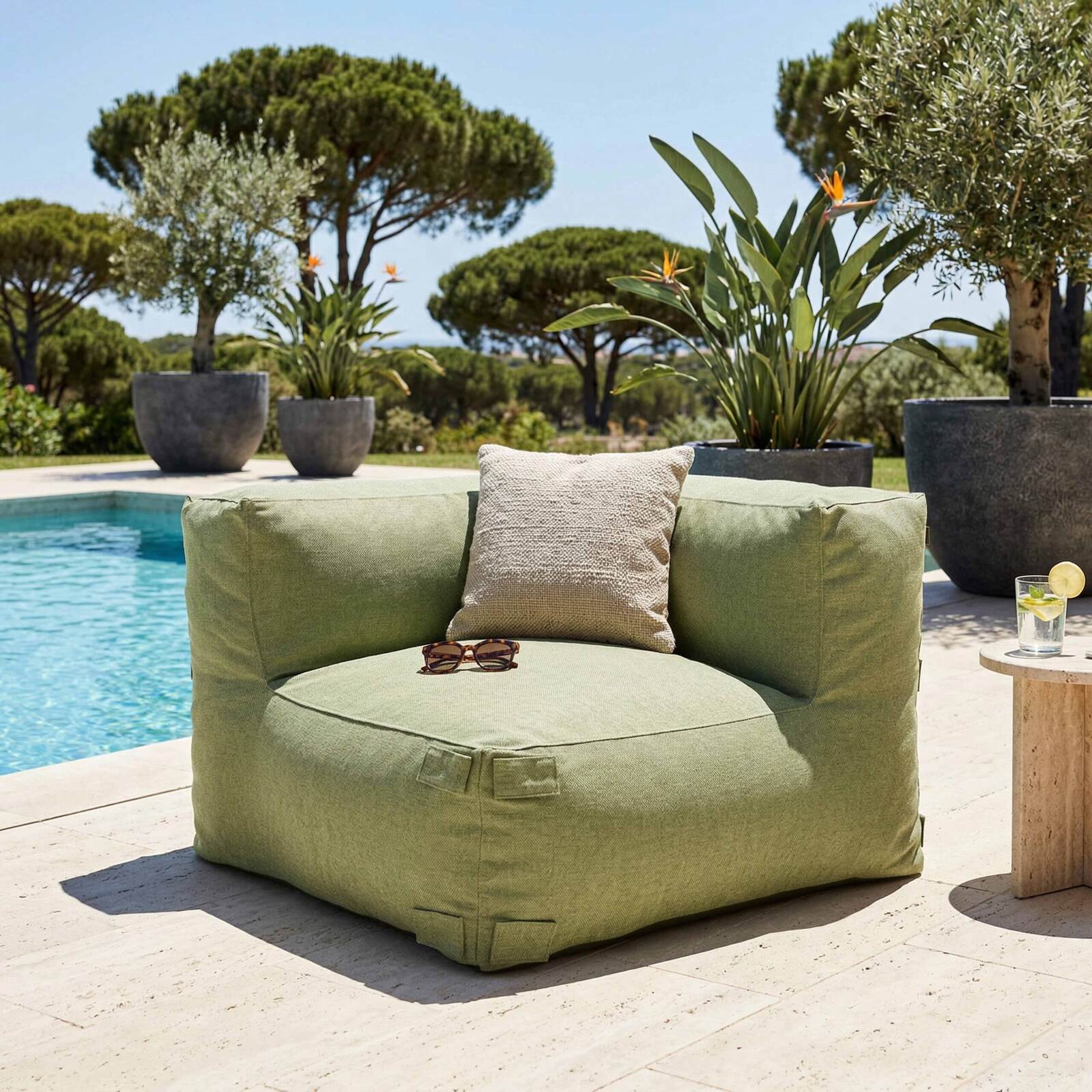 Fauteuil d'angle pour salon de jardin modulable