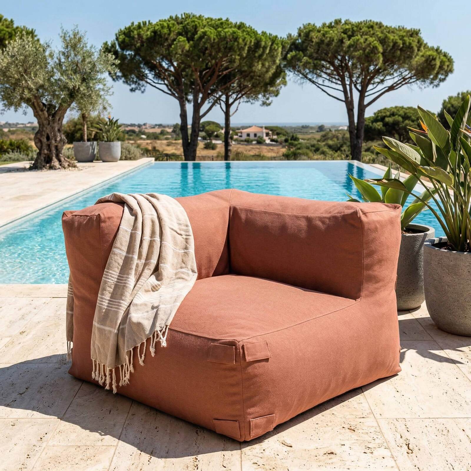 Fauteuil d'angle pour salon de jardin modulable