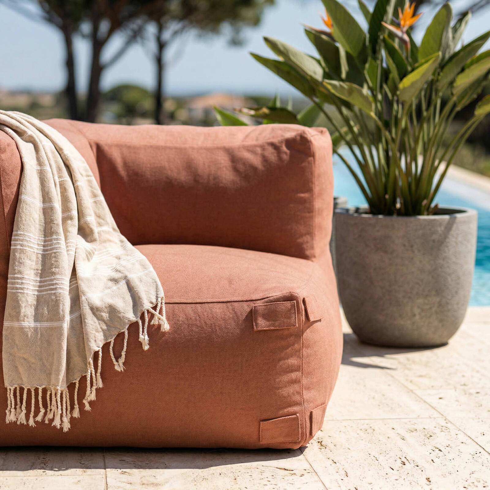 Fauteuil d'angle pour salon de jardin modulable