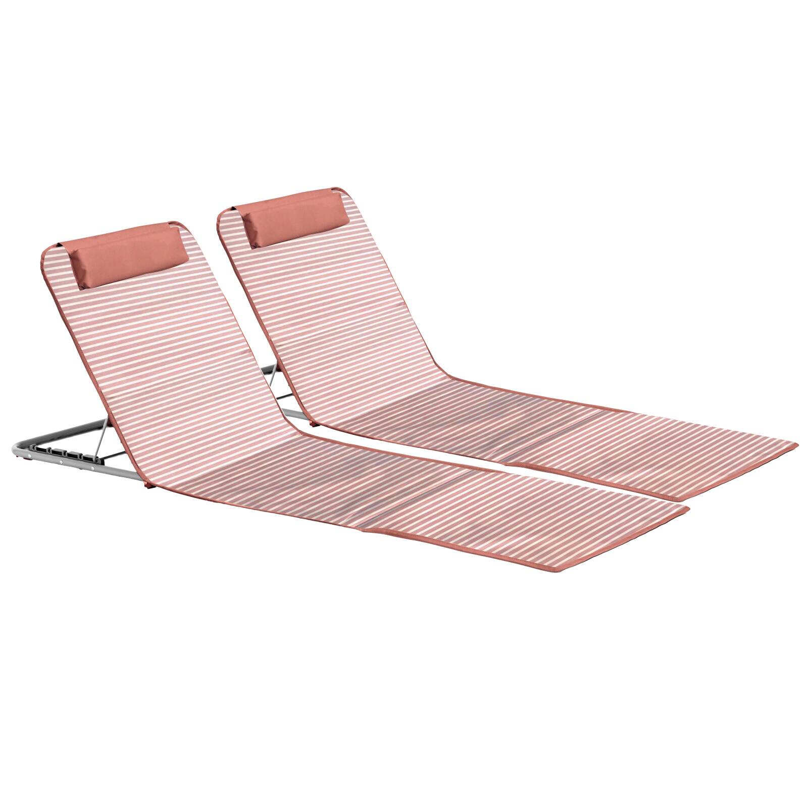 Lot de 2 matelas de plage pliants rayés inclinables 5 positions