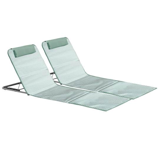 Lot de 2 matelas de plage pliants rayés, inclinables 5 positions | Oviala