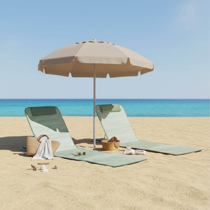 Lot de 2 matelas de plage pliants rayés inclinables 5 positions