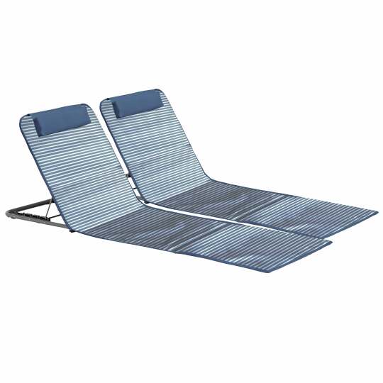 Lot de 2 matelas de plage pliants rayés inclinables 5 positions