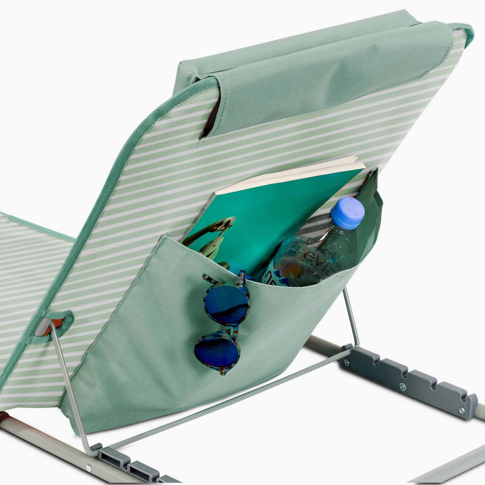 Lot de 2 matelas de plage pliants rayés inclinables 5 positions