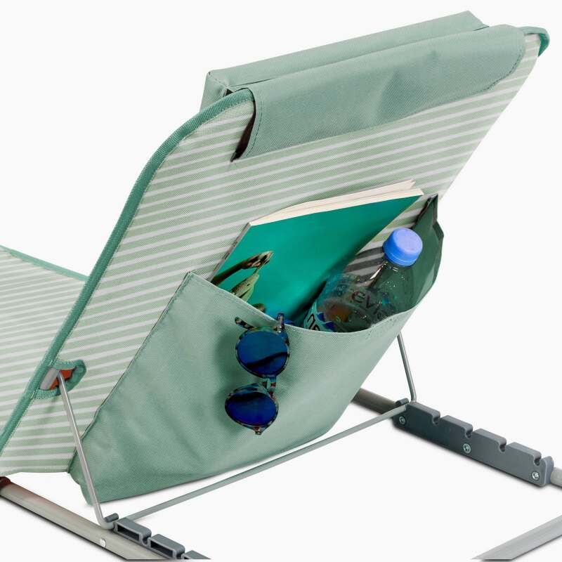 Lot de 2 matelas de plage pliants rayés inclinables 5 positions (3/7)